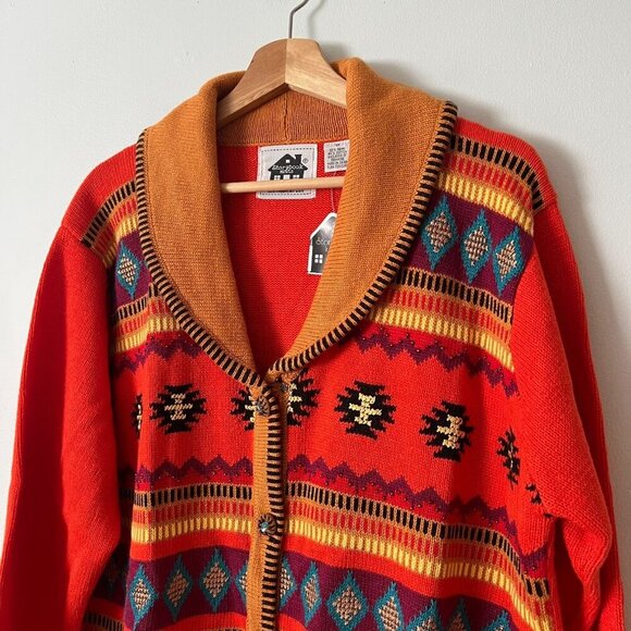 NWT Storybook Knits Southwest Print Orange Cardigan Sweater Women's Plus Size 1X - Picture 3 of 8